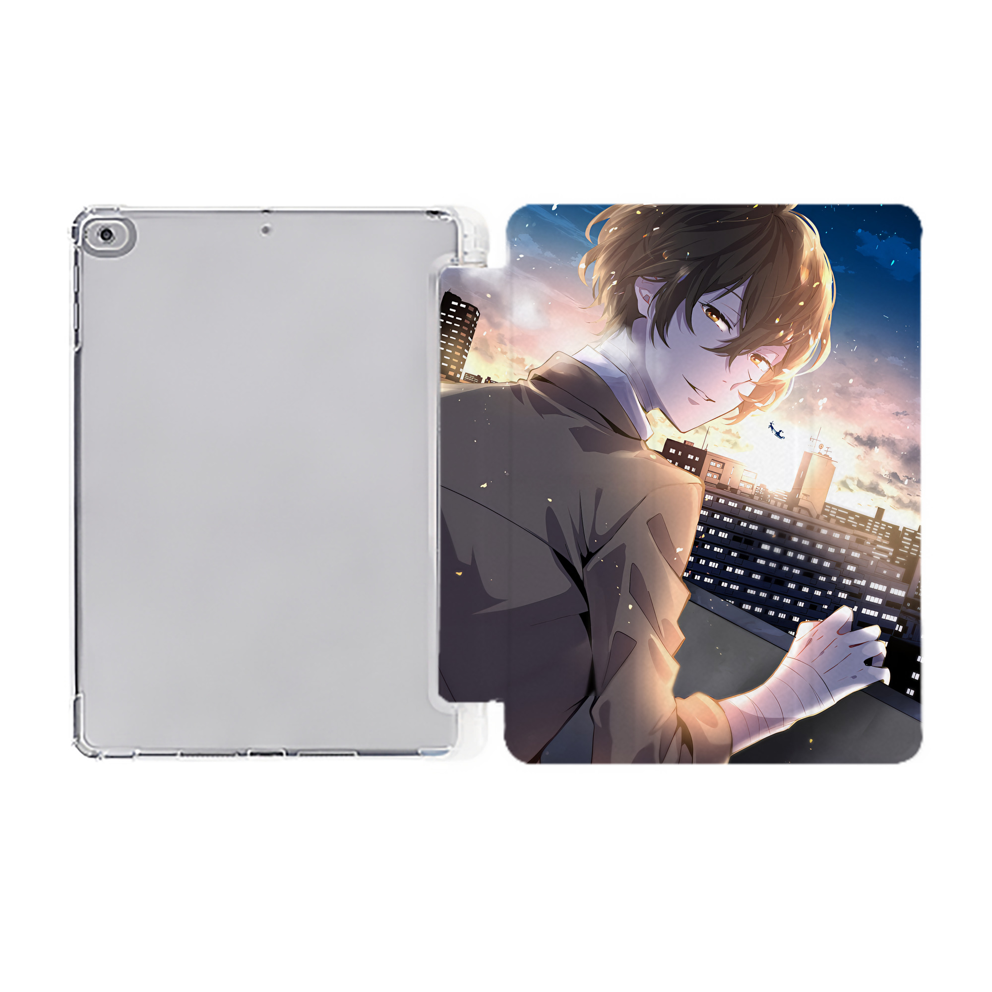（画像用） 文豪ストレイドッグス Bungo Stray Dogs IPad ケース ペン収納付き 三つ折りスタンド PUレザー×シリコン 対応機種9.5/10.5/10.9インチ